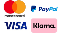 Visa, Mastercard, PayPal, Klarna.